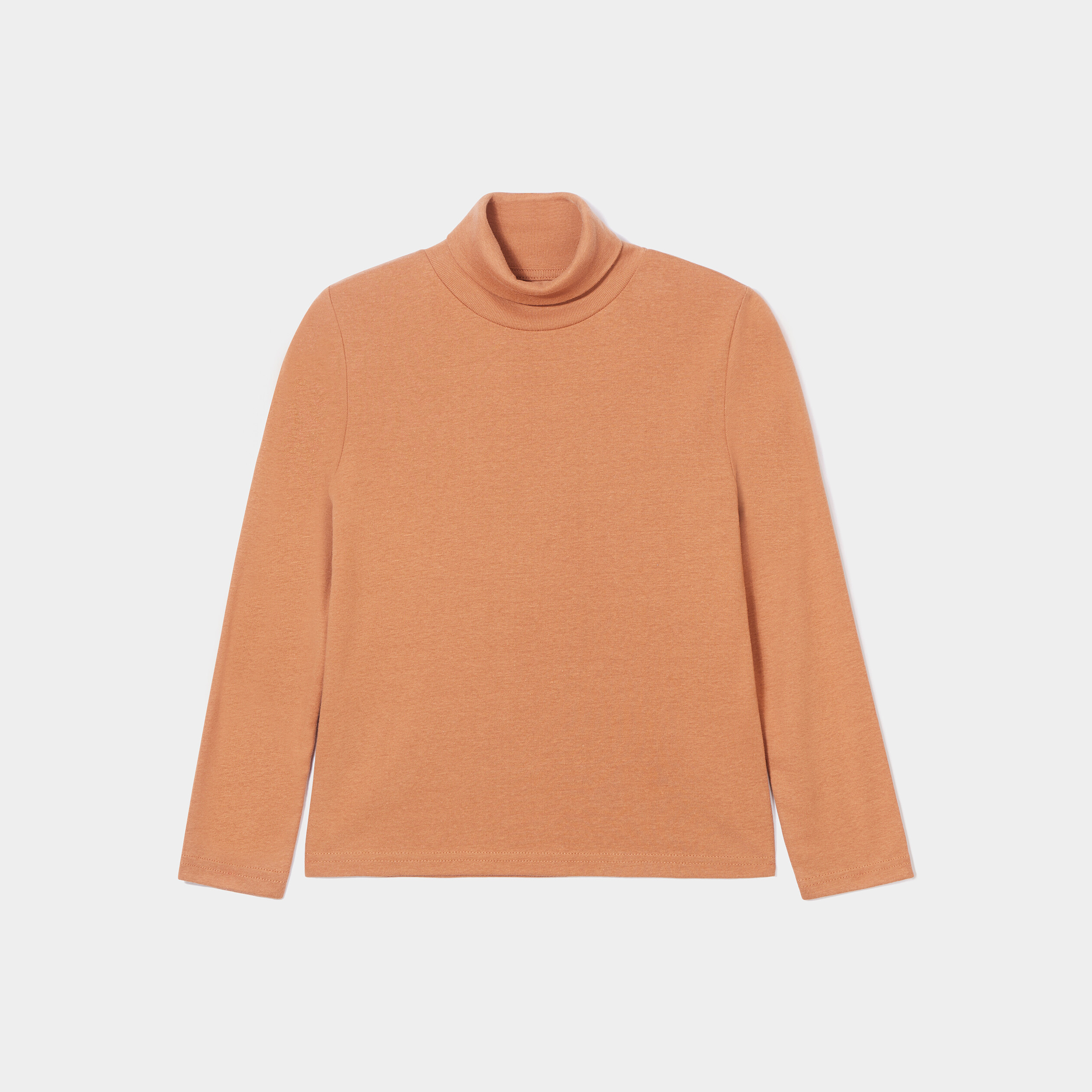 T-shirt col roulé manches longues marron cognac garçon | La Halle