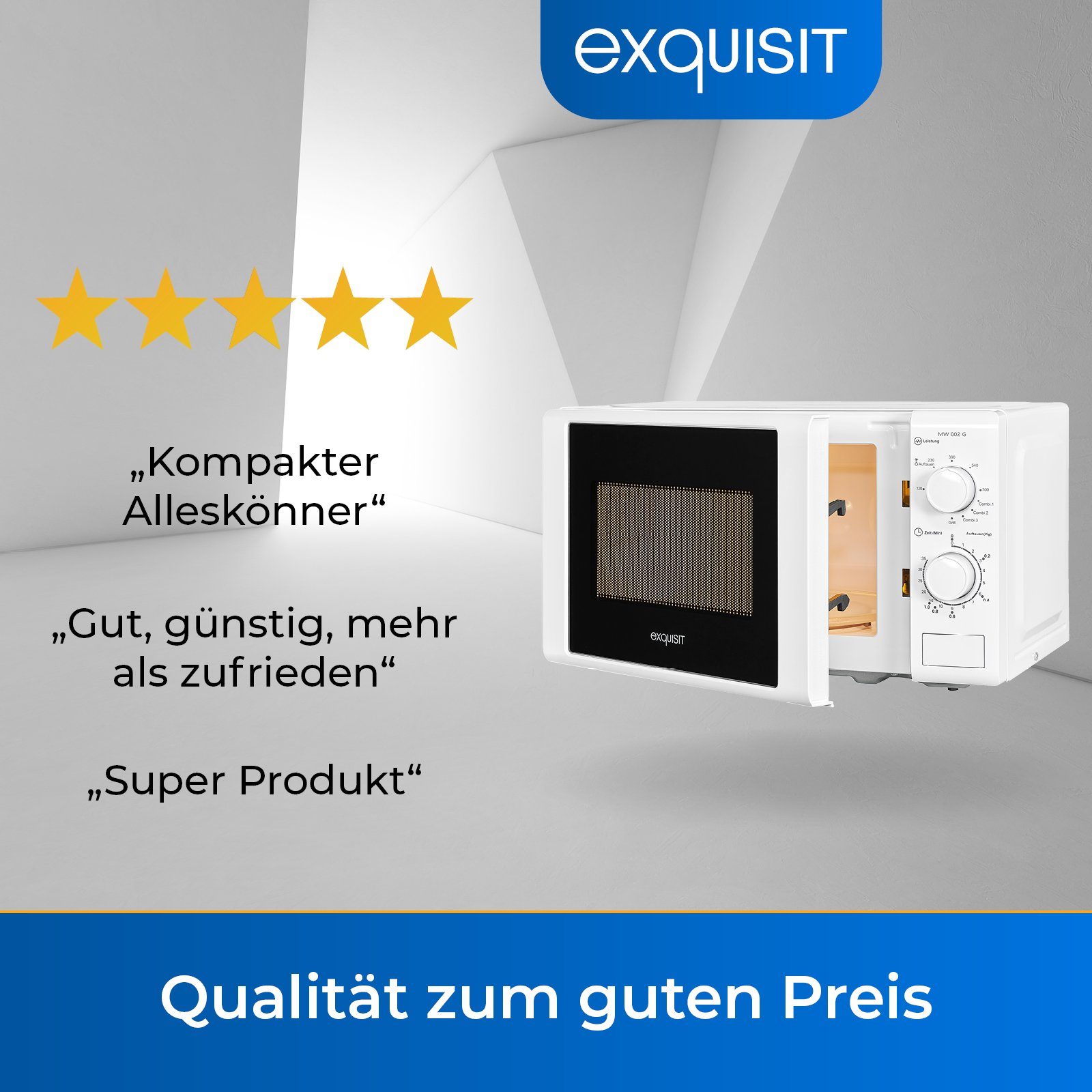 exquisit Mikrowelle MW 802 G, Grill, 20,00 l, kompakte Mikrowelle mit Grillfunktion, platzsparend, inkl. Timer