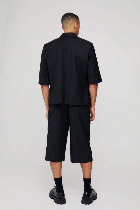 Kurzärmliger Oversize Blazer mit seitlicher Bindung