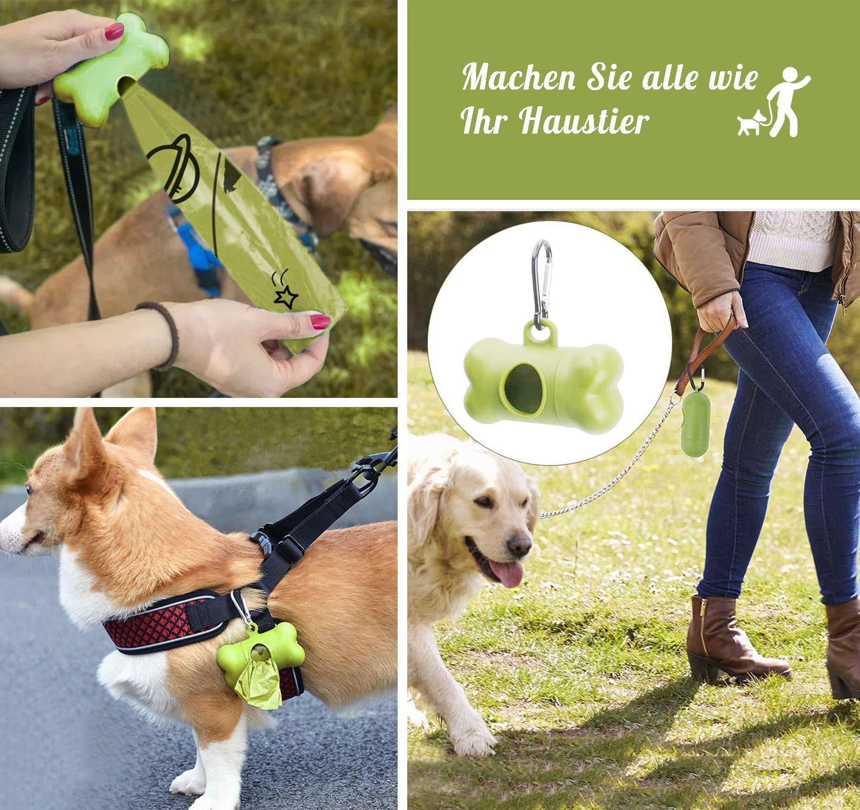 Homewit Müllbeutel 20 Rollen Hundekotbeutel mit Beutelspender, 400 Stück, Extra Groß, Dick und Stark, Leicht Abzureißen