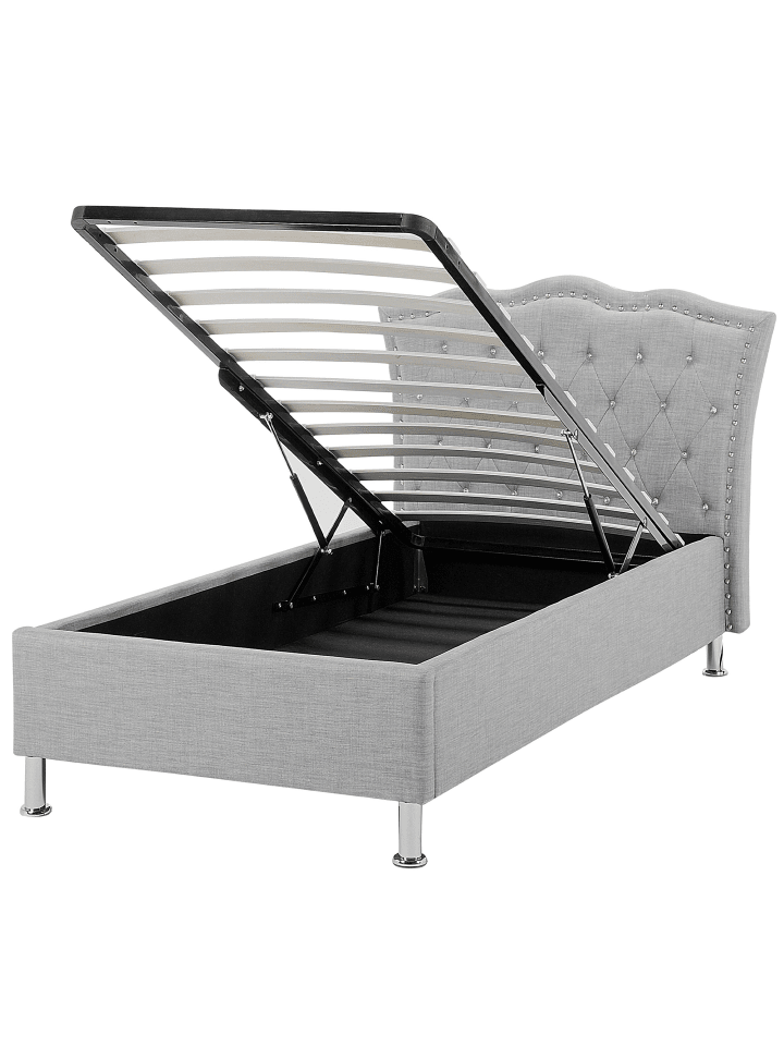 Beliani Einzelbett METZ in Grau/Silber - (W) 126 x (H) 102 x (L) 217 cm günstig kaufen onesize