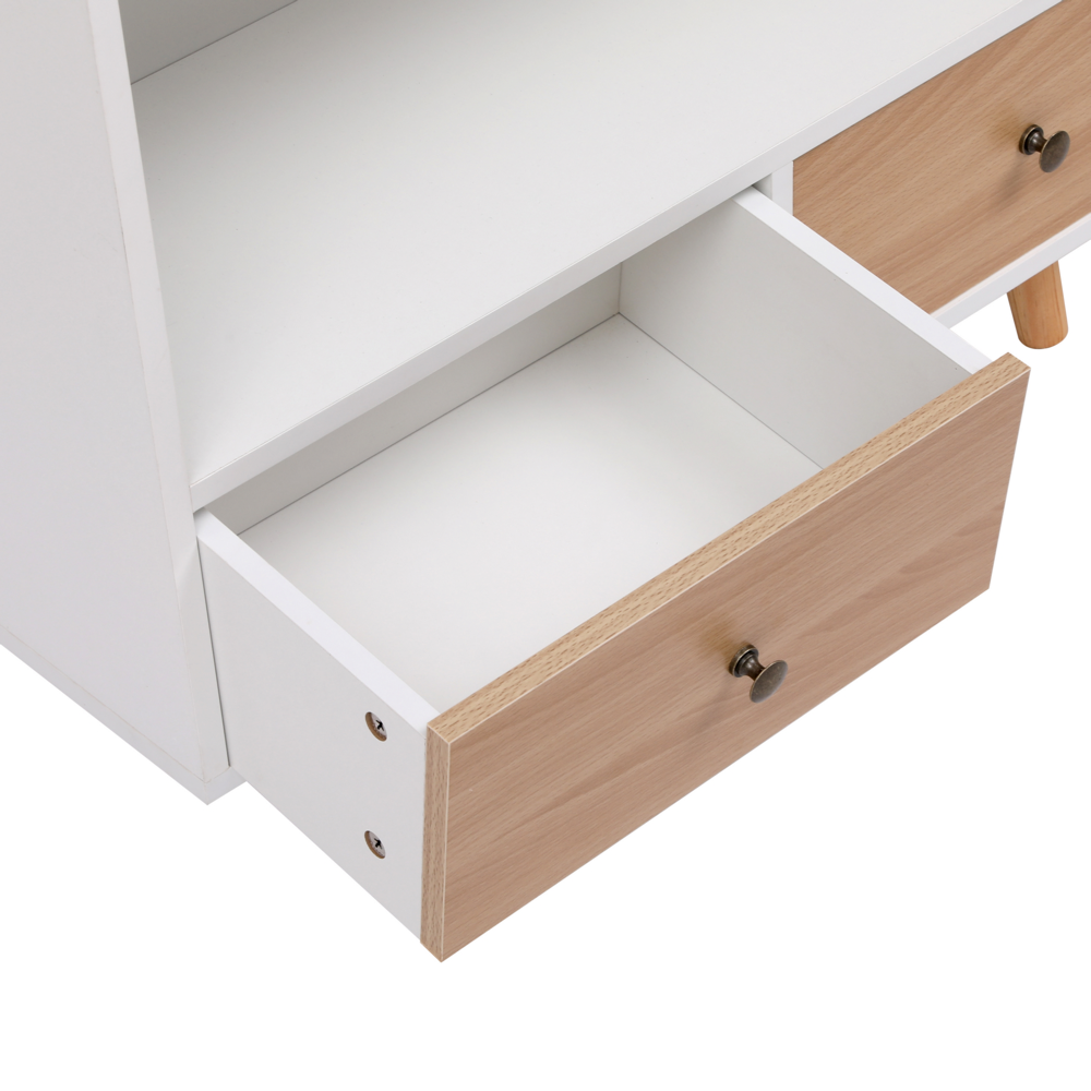 Happy Home Happy Home Sideboard Kommode offenes Regal mit 2 Schubladen HWR18-WEI weiß