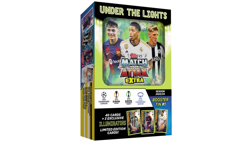 Topps - UEFA Champions League Match Attax Extra 2023/2024 Under The Lights BOOSTER TIN, 1 Stück, sortiert