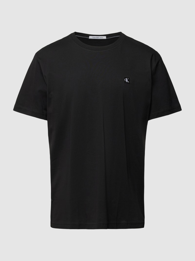 T-Shirt mit Logo-Stitching Modell 'EMBRO' in black