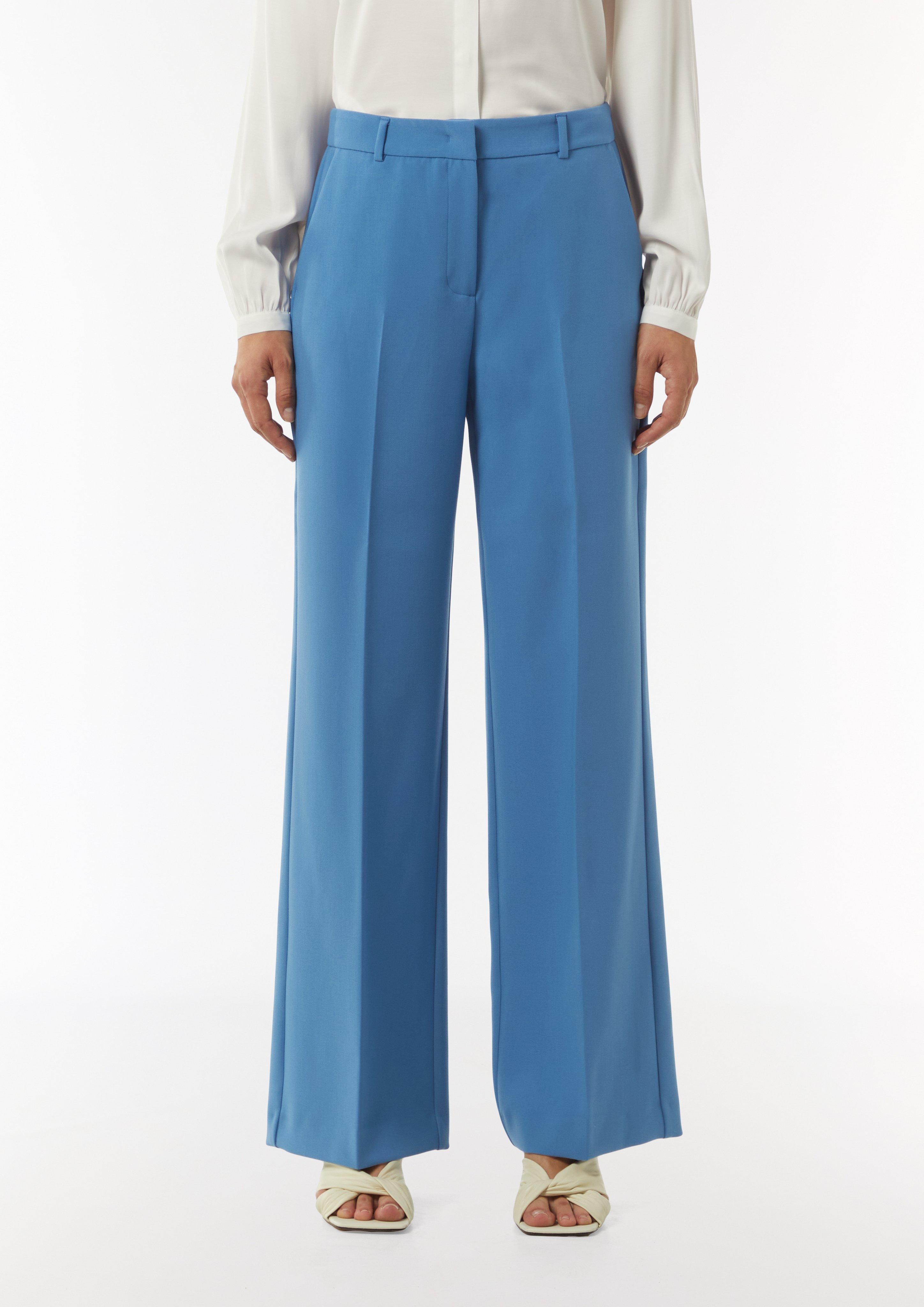 Marlenehose mit Bundfalten - blau