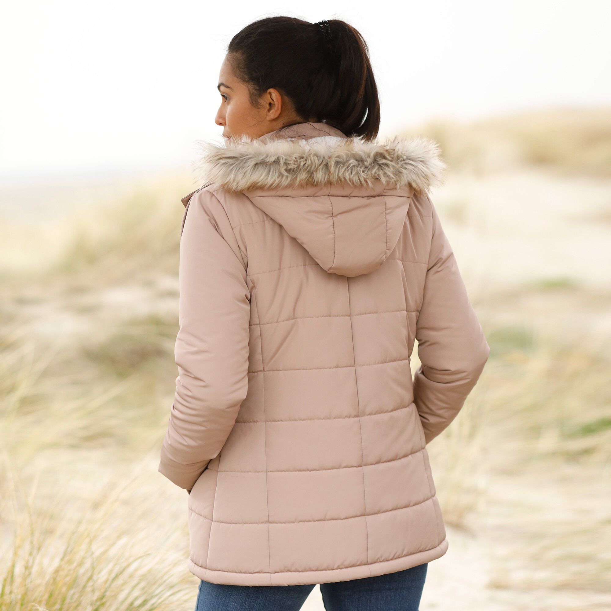Doudoune à capuche imperméable, doublée maille peluche