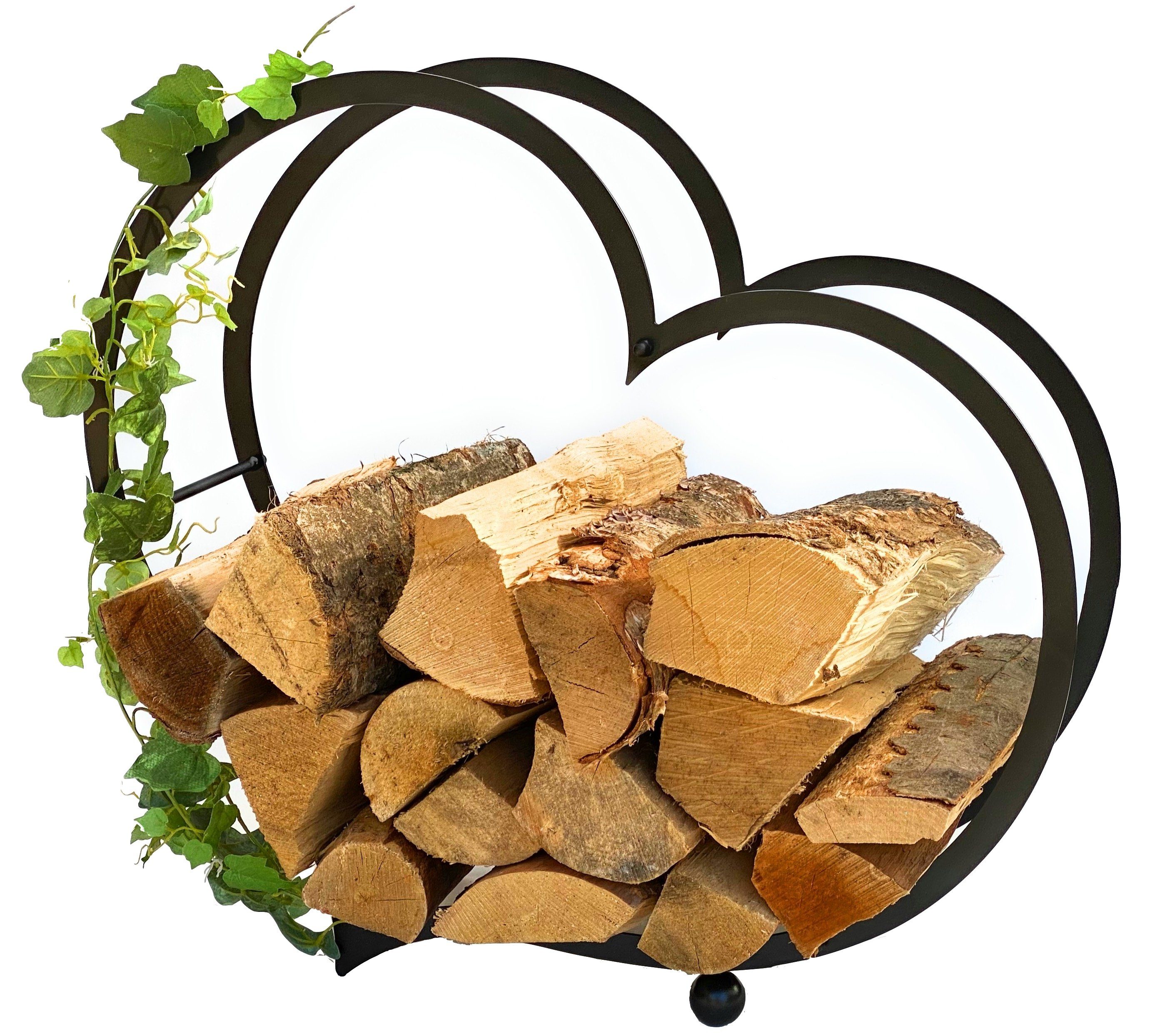DanDiBo Kaminholzregal Kaminholzregal Innen Metall Herz Kaminholzständer 64 cm 181134 Holzkorb Kaminholzhalter Feuerholzhalter