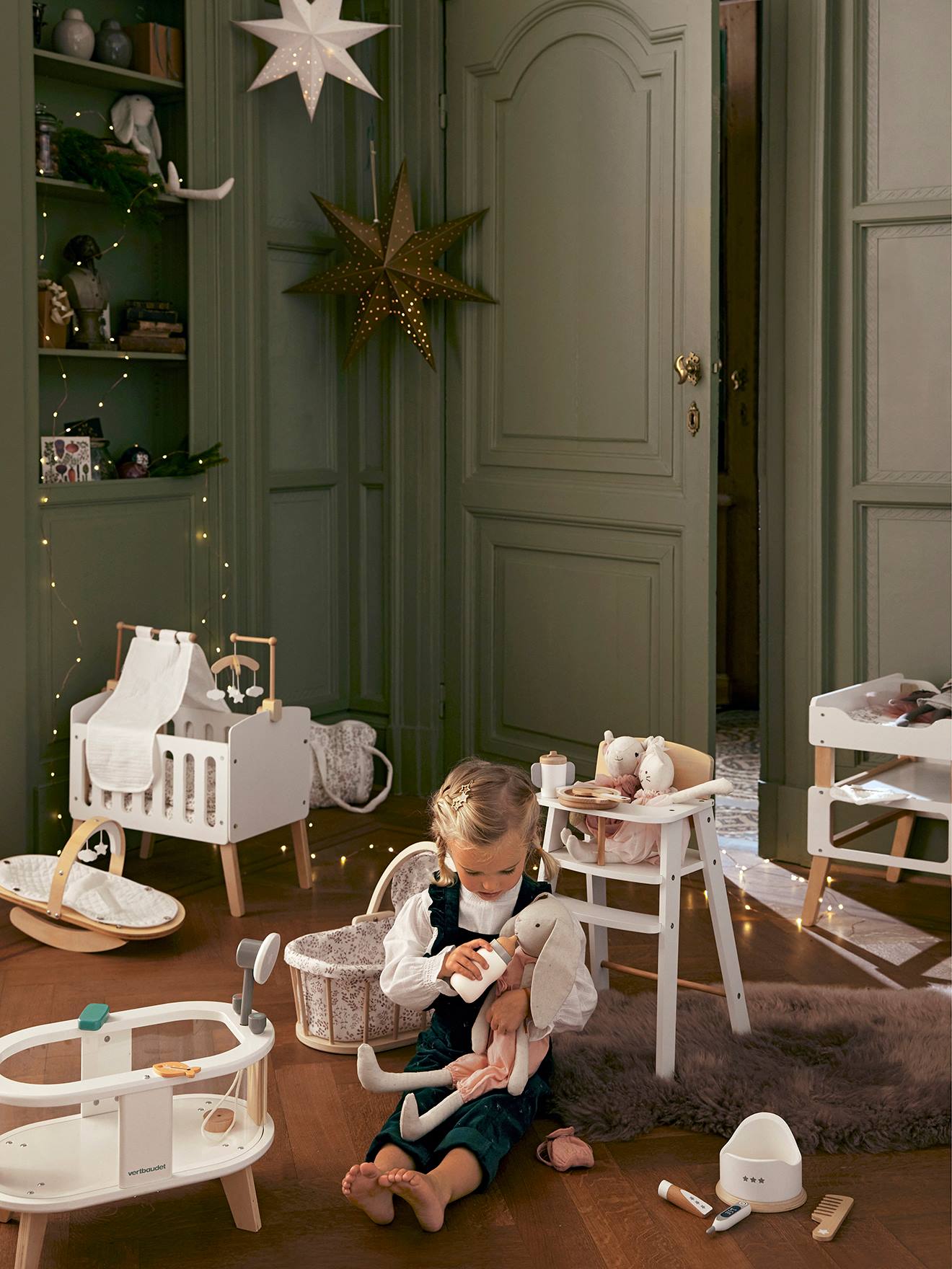Ciel de lit pour lit poupon en bois FSC® blanc
