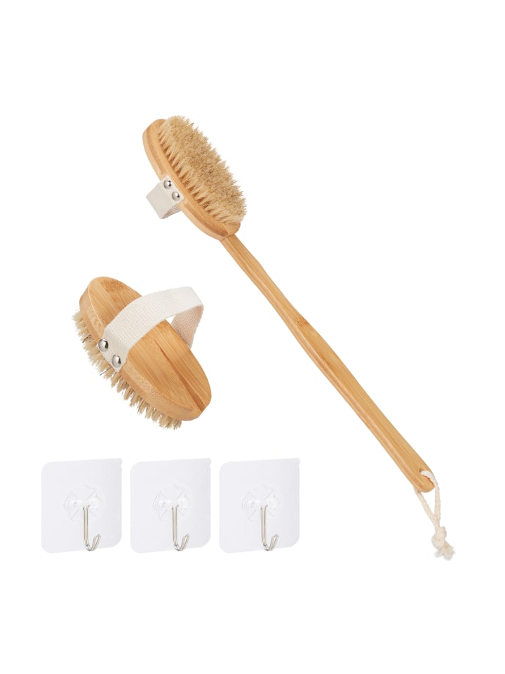 relaxdays 6-tlg. Badebürsten Set in Natur günstig kaufen onesize