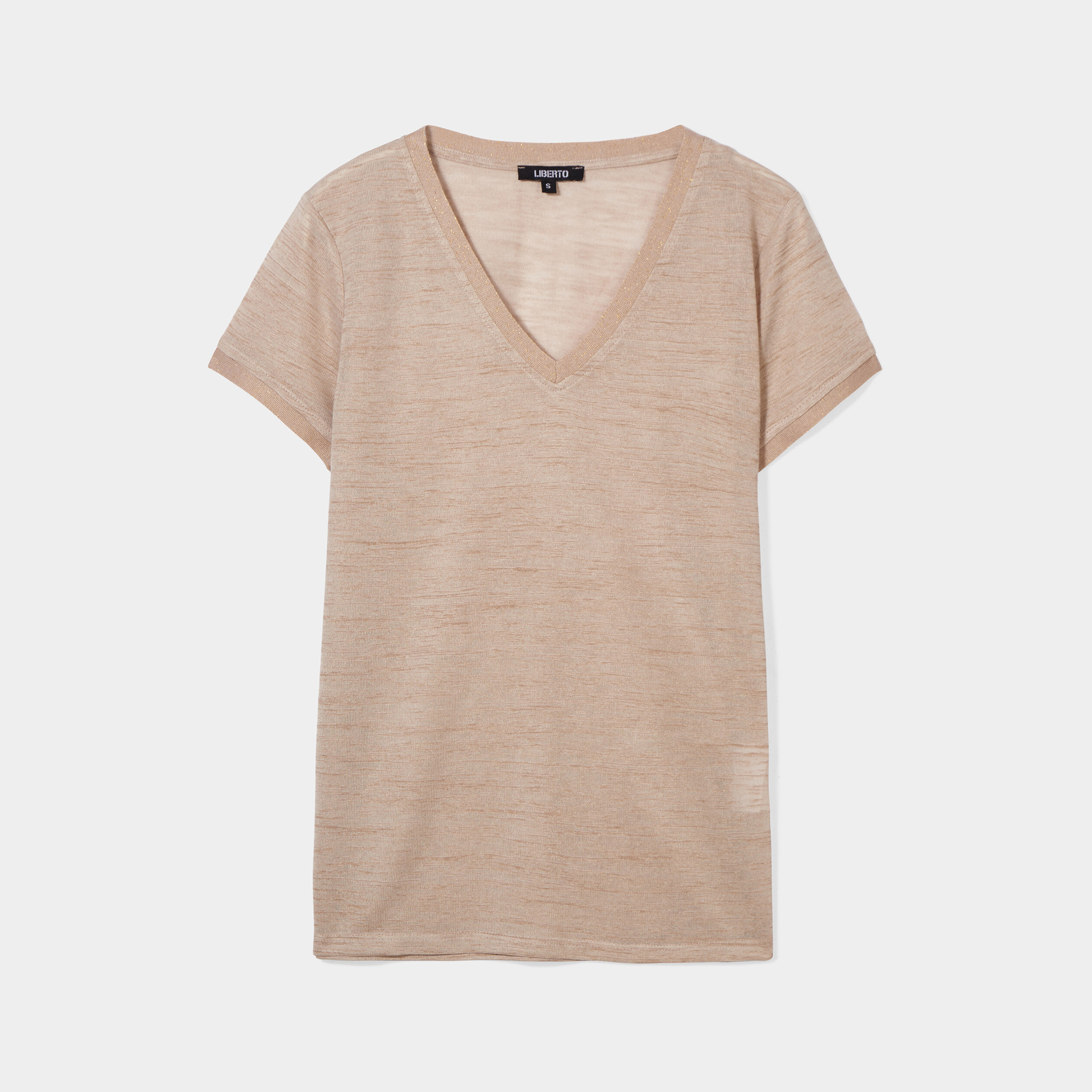 T-shirt bandes métallisées Liberto beige femme | La Halle