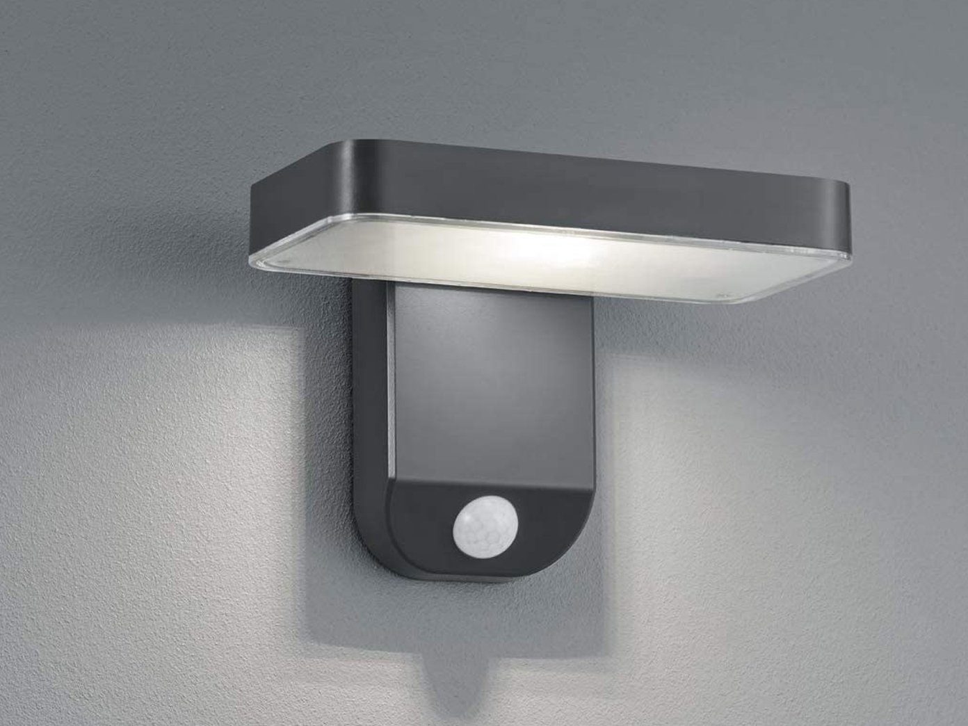 meineWunschleuchte LED Solarleuchte, Bewegungsmelder, LED fest integriert, Warmweiß, 2er-Set Solarlicht Außenbeleuchtung Hauswand mit Bewegungsmelder, IP44