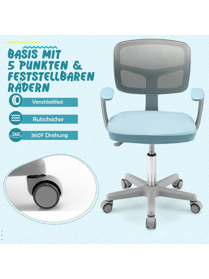 COSTWAY Schreibtischstuhl 3-10 Jahren Drehbar in Blau günstig kaufen onesize