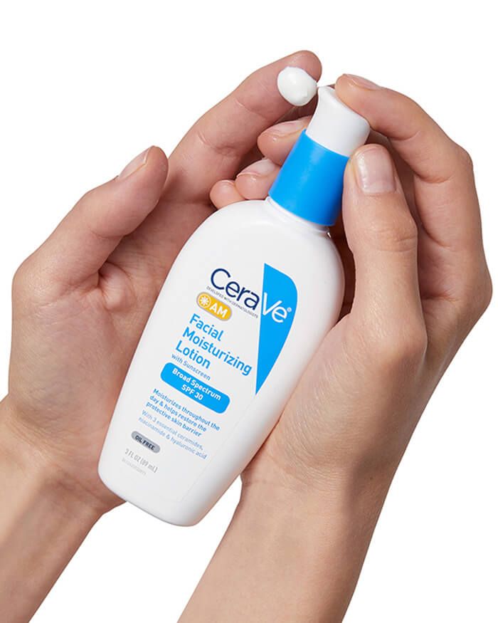 Lotion hydratante visage AM avec protection solaire. Soin hydratant de jour non comédogène avec FPS 30.