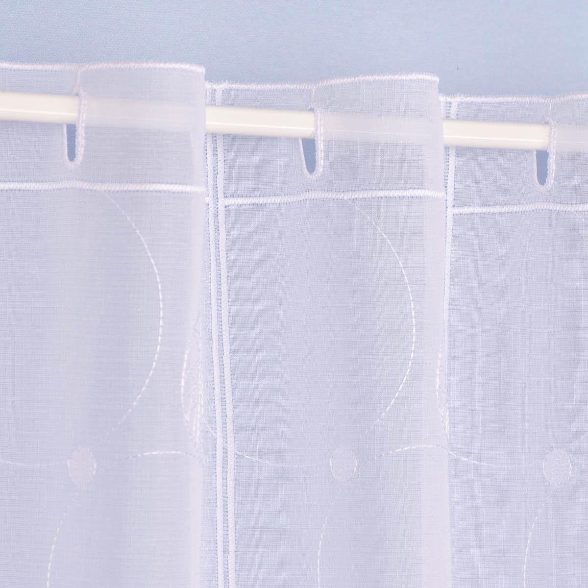 Meterware Scheibengardine Stickerei Meterware Leinenstruktur Voile nähfrei Krei, SCHÖNER LEBEN., Stickerei/Stickstoff, pflegeleicht