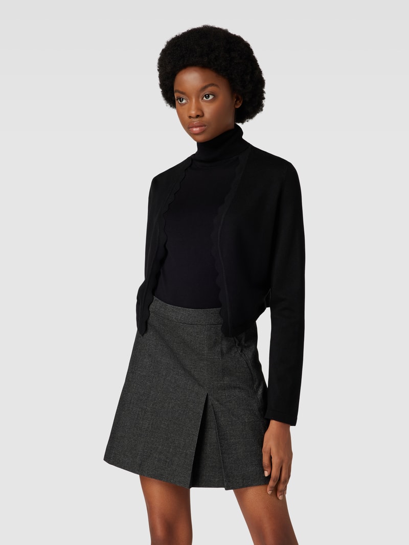 Strickjacke mit Wellensaum in schwarz