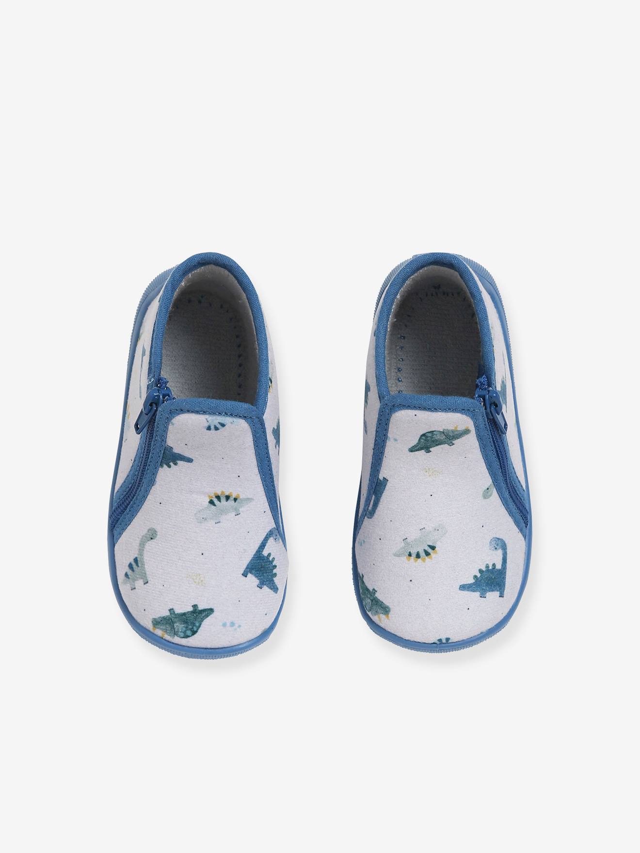 Chaussons zippés bébé garçon fabriqués en France gris imprimé