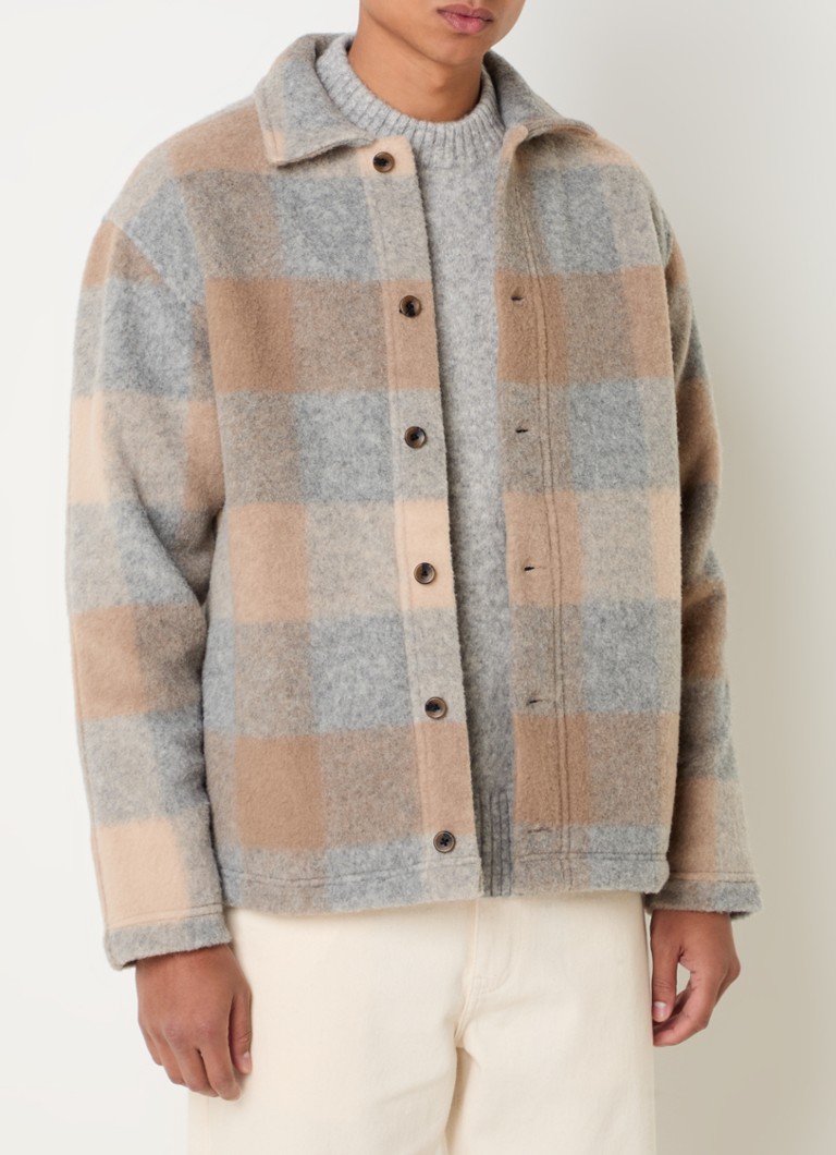 Les Deux Jermaine overshirt in wool blend with checked design