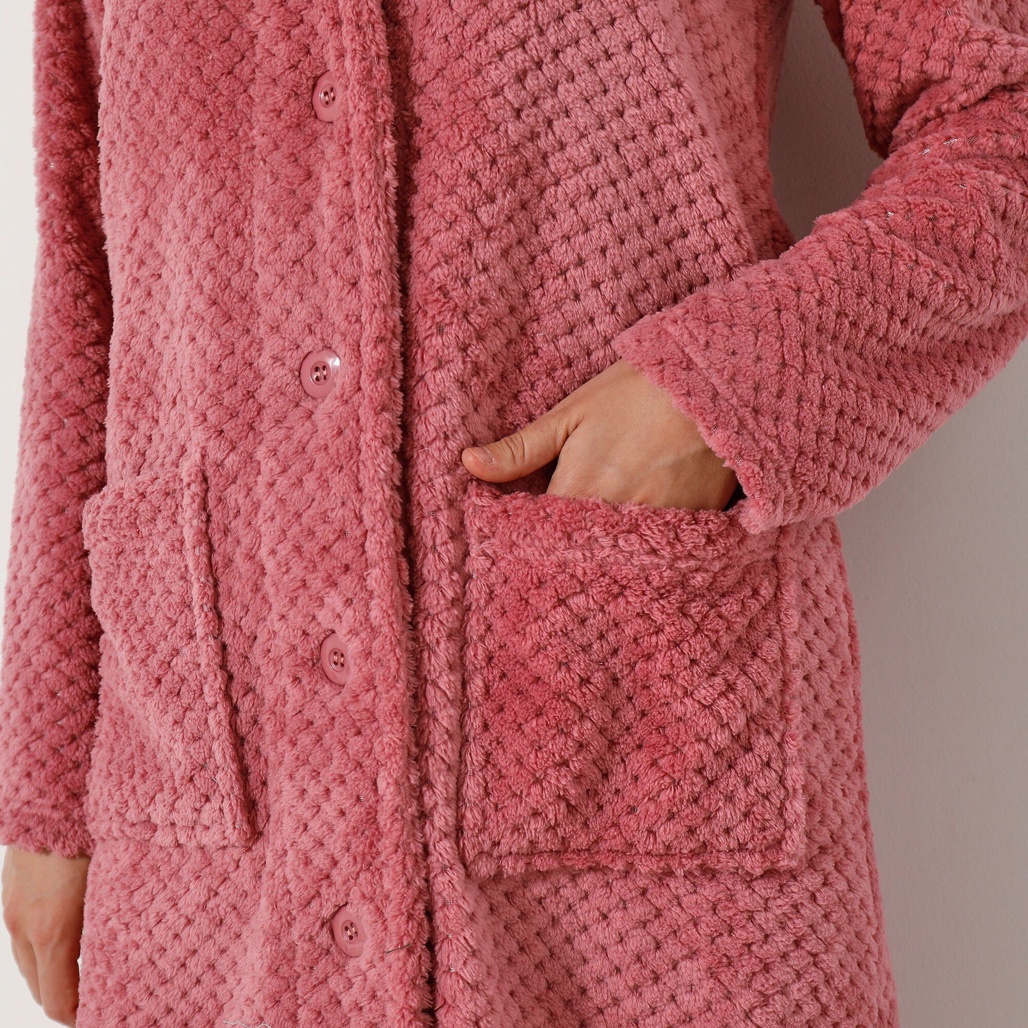 Robe de chambre maille polaire col châle