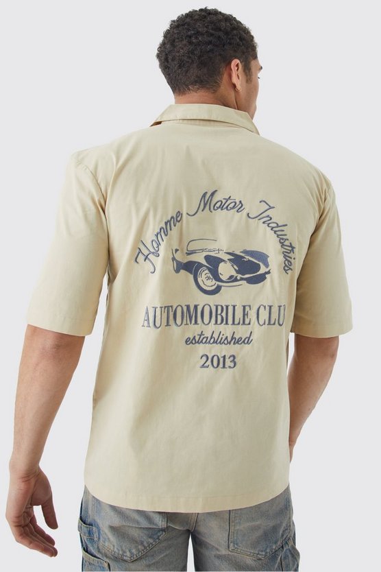 Dropped Revere Poplin Automobile Club Shirt