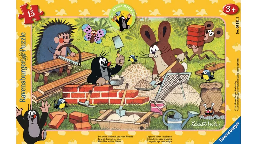 Ravensburger Puzzle - Der Maulwurf, Der kleine Maulwurf und seine Freunde, 15Teile