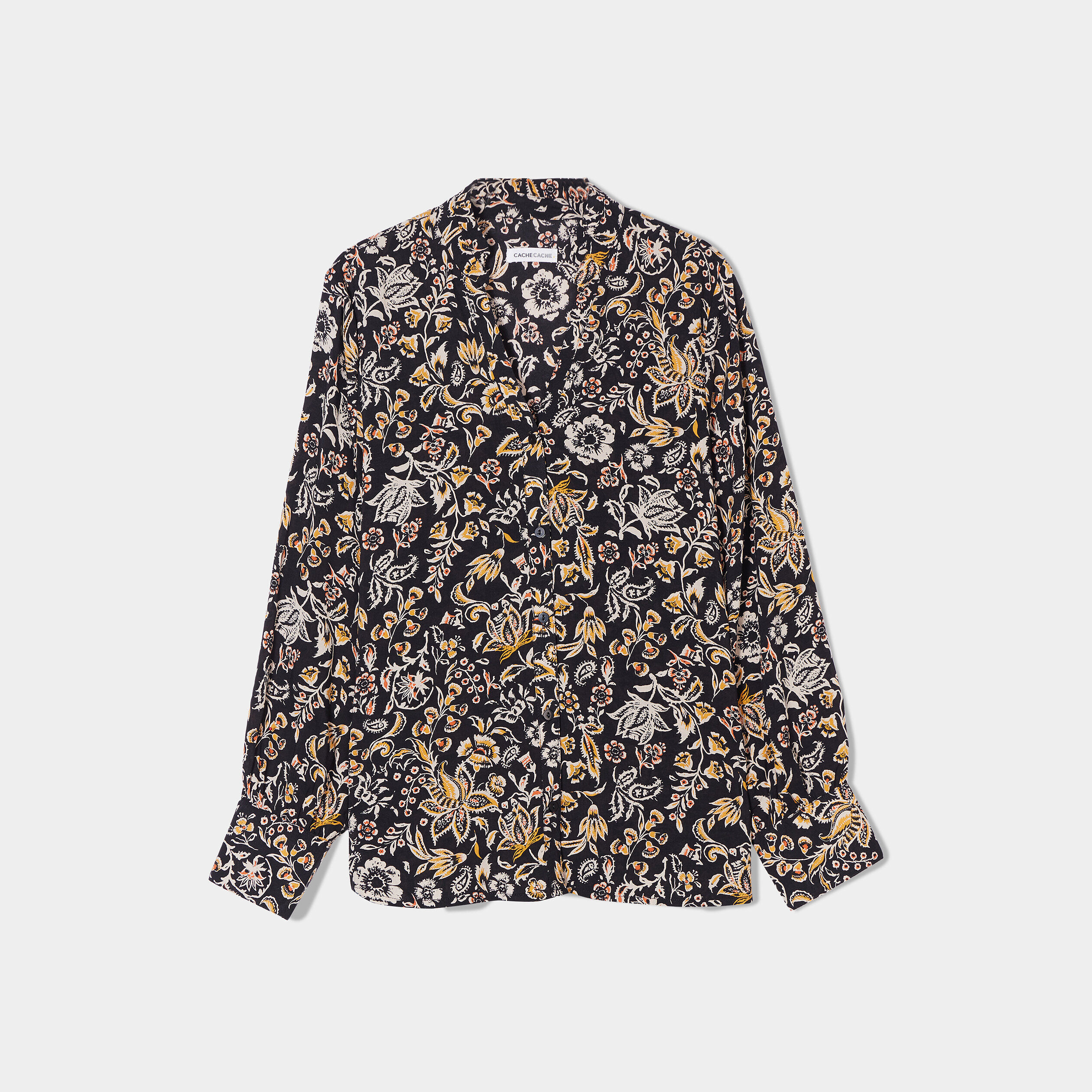 Chemise manches longues noir femme | Cache Cache