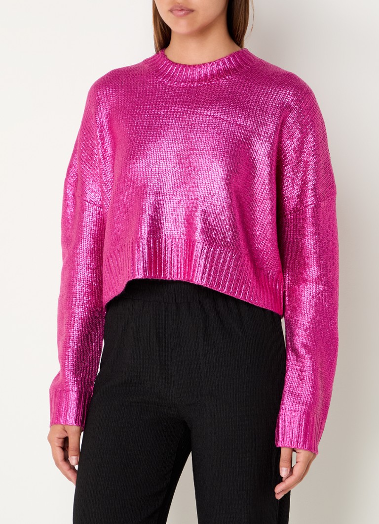 Refined Department May chunky knitted cropped sweater with metallic finish