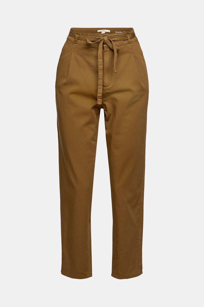 Bundfaltenhose mit Gürtel, Pima-Baumwolle