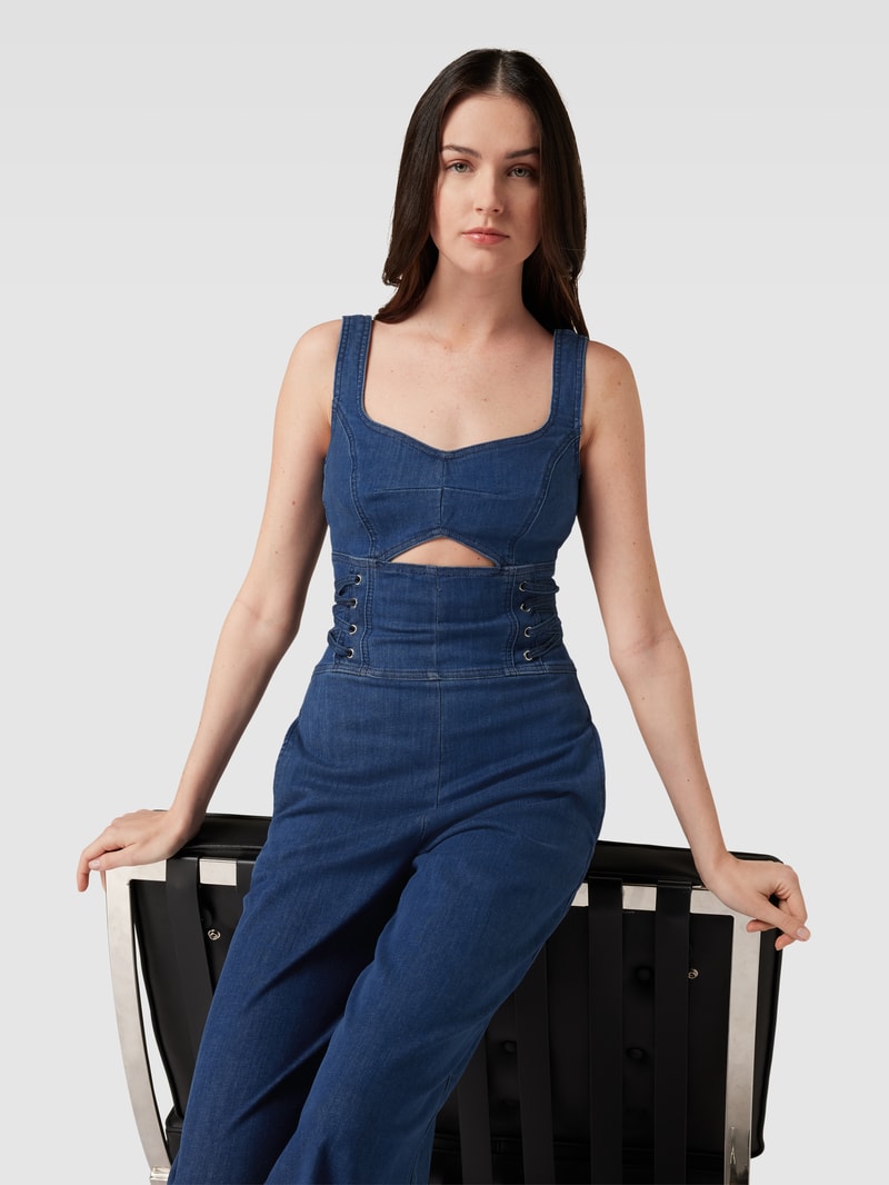 Flared Cut Jumpsuit in Denim-Optik Modell 'TUTA' in dunkelblau