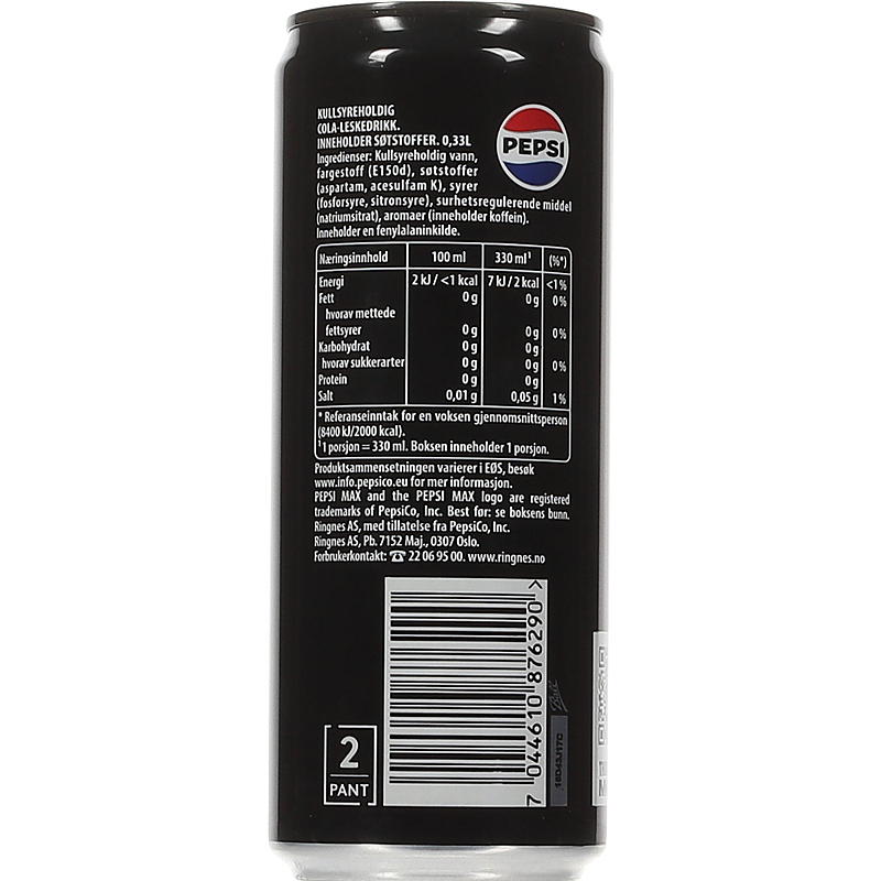 Pepsi Pepsi Max 0,33 l boks sleek