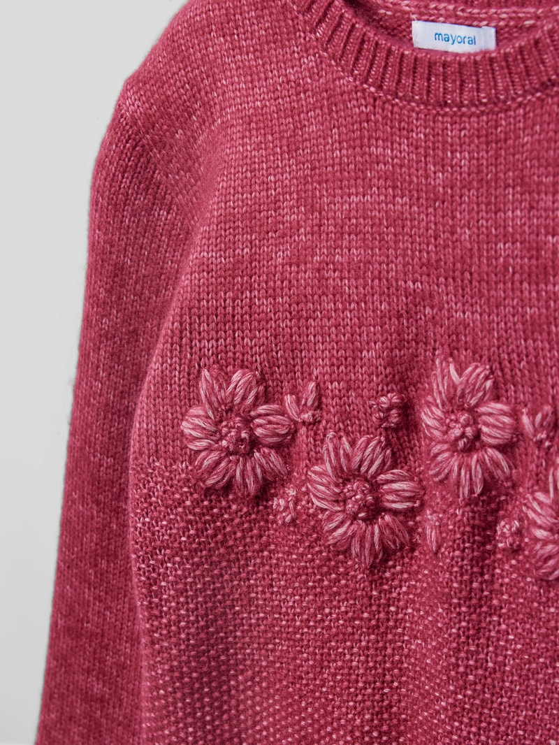 Strickpullover mit floralem Muster in pink