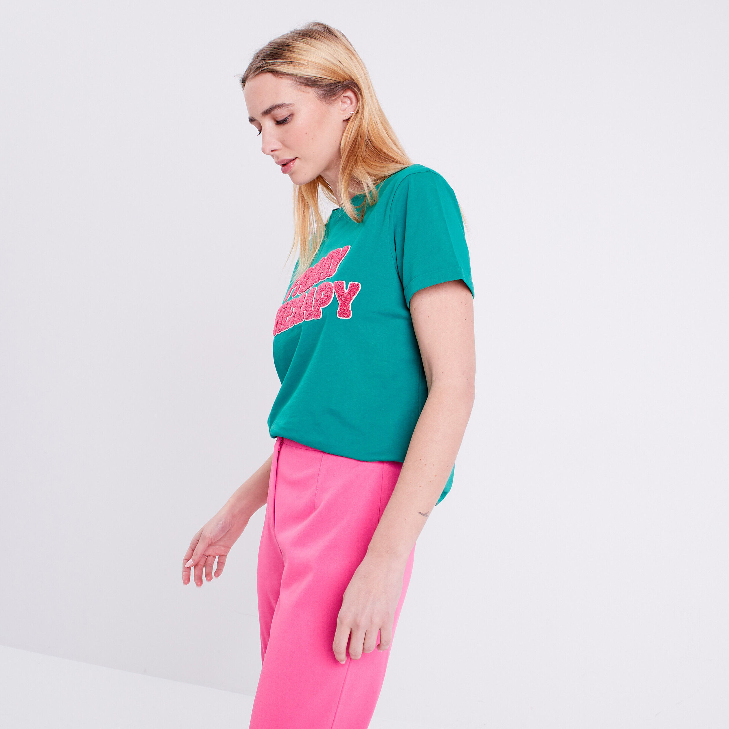 T-shirt manches courtes vert turquoise femme | Cache Cache