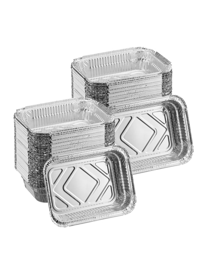 relaxdays 100 x Aluschalen in Silber - (B)18,5 x (H)4,5 x (T)13 cm günstig kaufen onesize