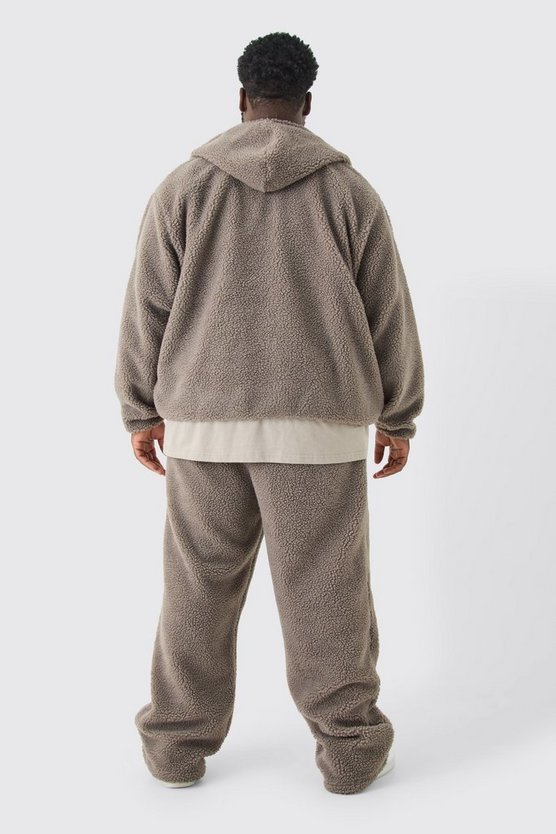 Plus kastiger Oversize Trainingsanzug mit Reißverschluss und Stickerei