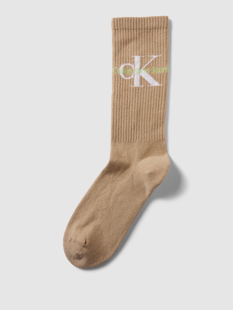 Socken mit Label-Print Modell 'SOCK' in sand