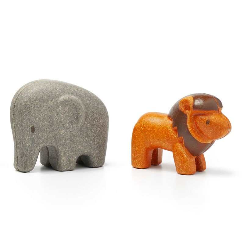 Set de 4 animaux de la savane en bois Oxybul