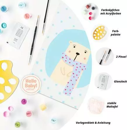 CreArt Hello Baby: Süßer Polarbär - Malen nach Zahlen für Erwachsene