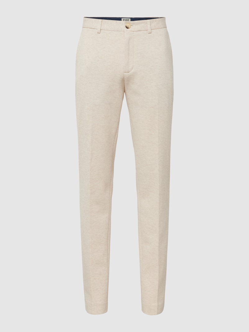 Slim Fit Hose mit Strukturmuster in stein meliert