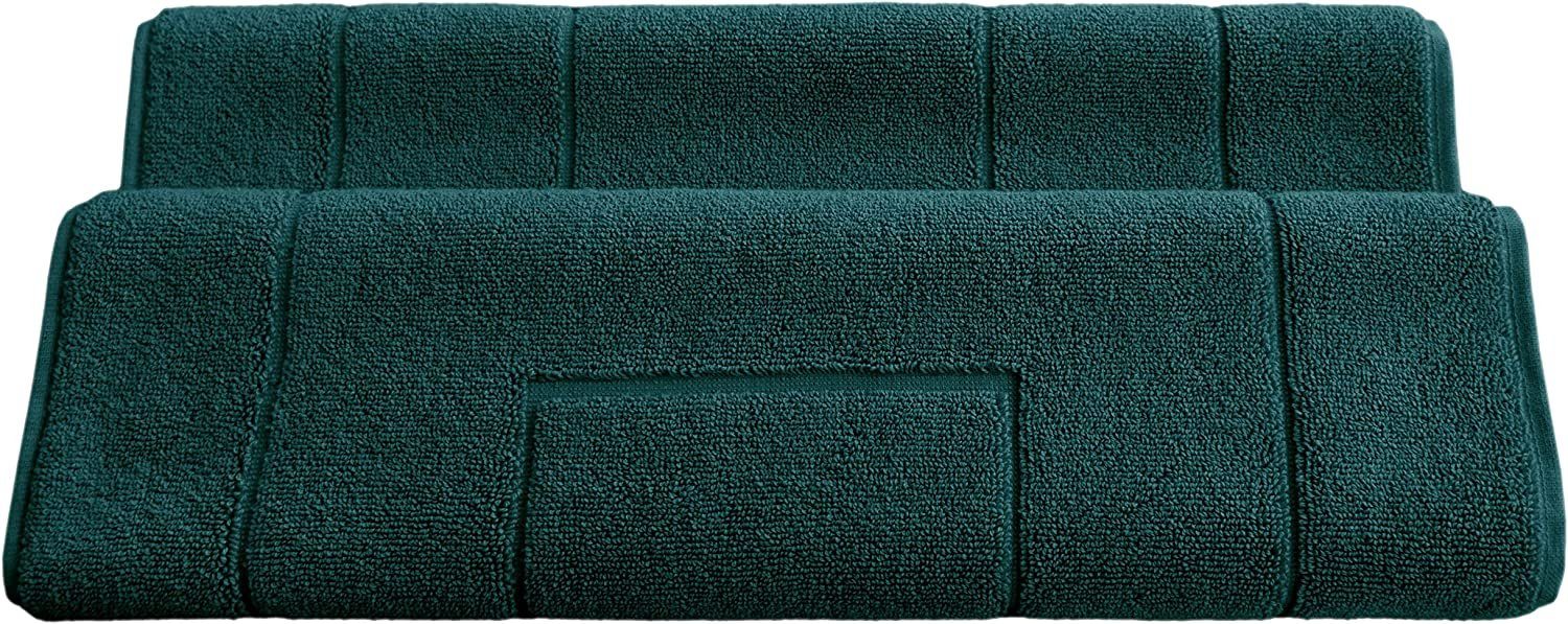 Badematte London Lashuma, Höhe 5 mm, schnell trocknend, Frottee, rechteckig, Dunkel grüner Badläufer Frottee 50x80 cm