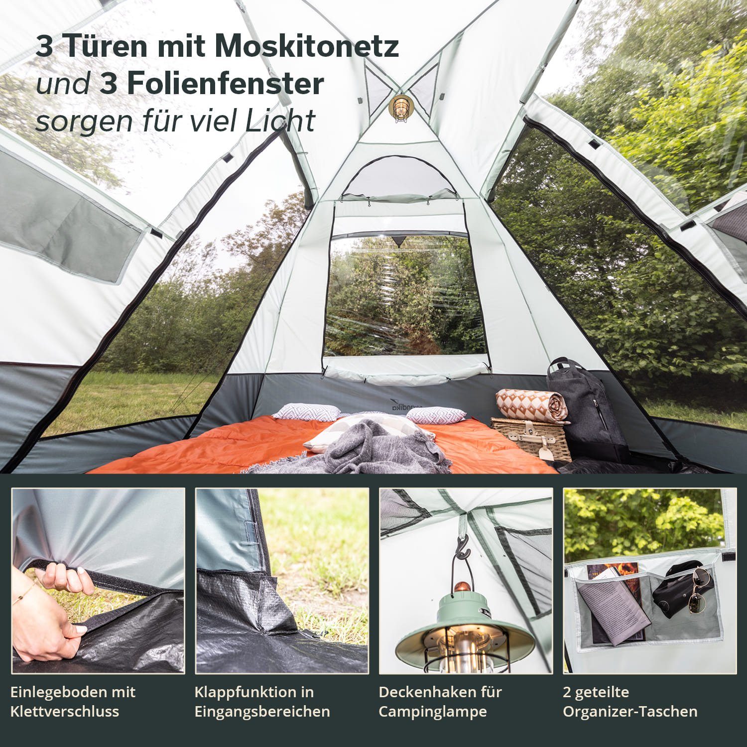 Skandika Kuppelzelt Mehrzweckzelt, Familienzelt, Kuppelzelt, Küchenzelt, Pavillon für Garten