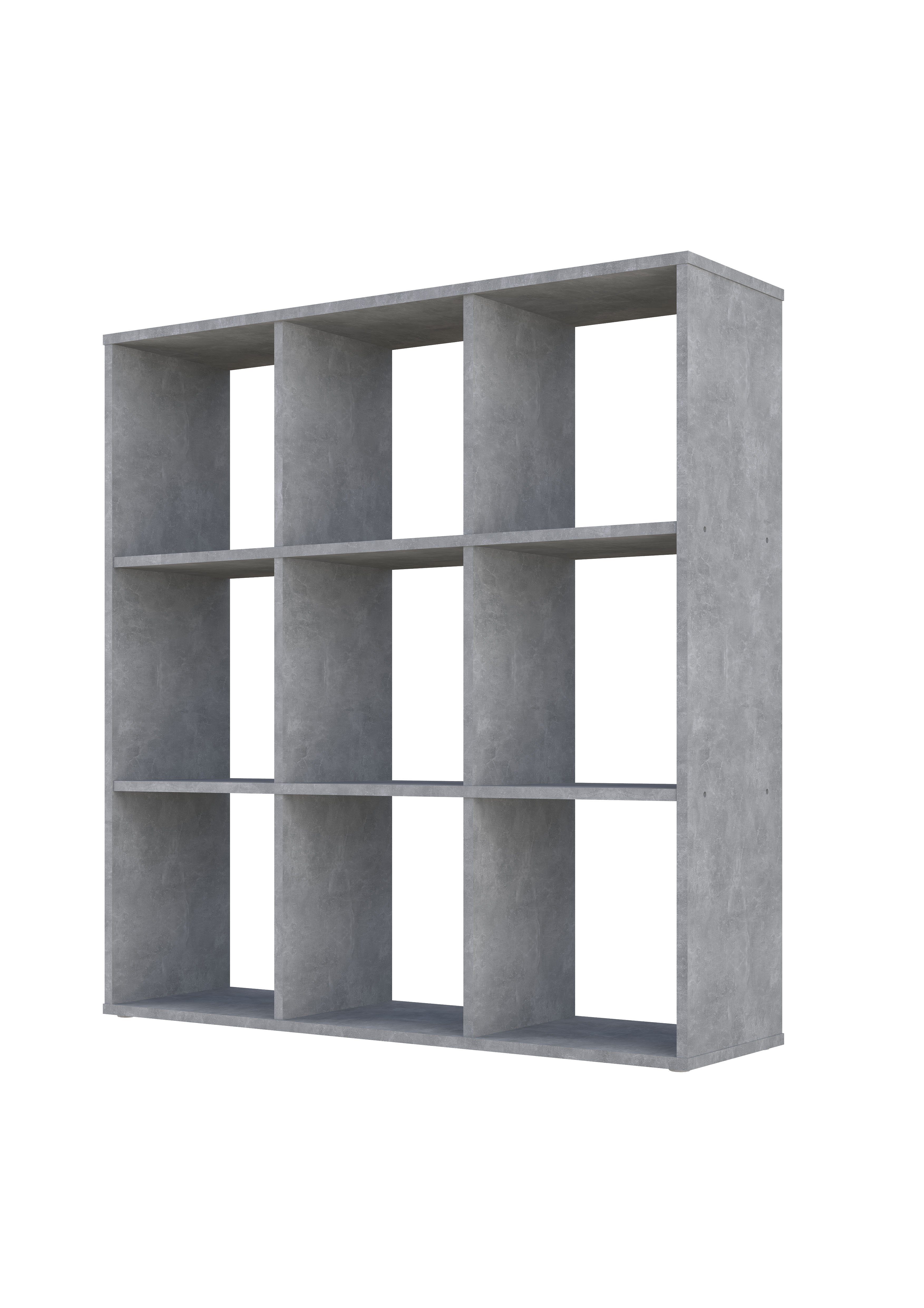 Polini Home Raumteilerregal Polini Home Raumteiler Bücherregal Raumtrenner Regal grau 9 Fächer
