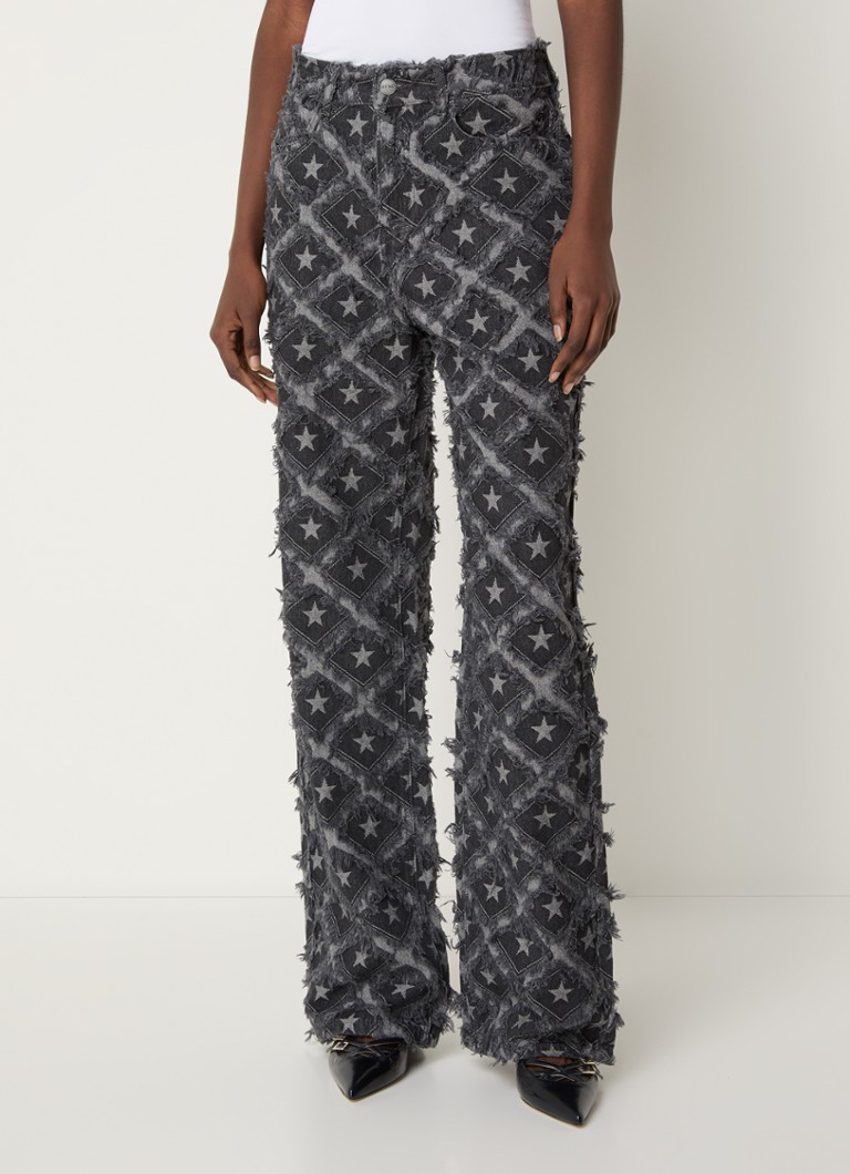 Refined Department Hannah high waist loose fit jeans with print and texture