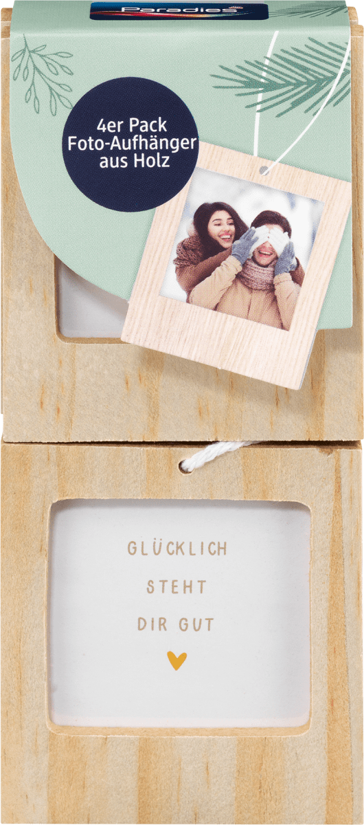 Fotoaufhänger aus Holz für 1 Bild, 4er Pack, 4 St
