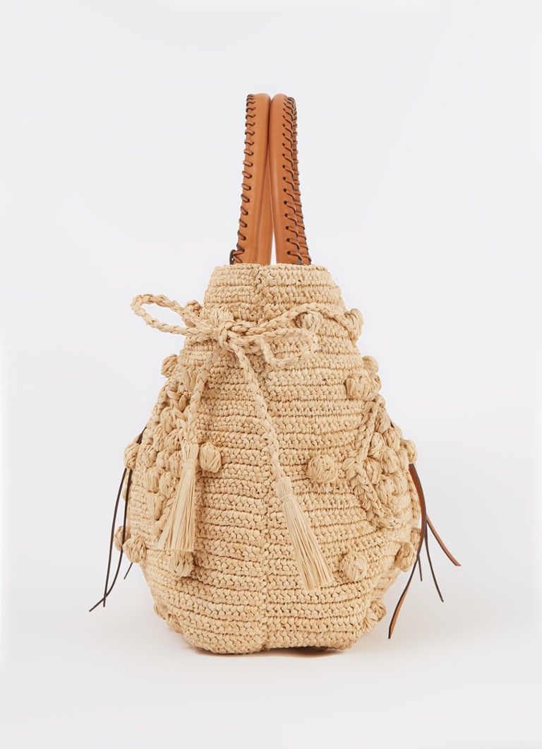 Gerard Darel Raffia -olkalaukku nahkayksityiskohdilla