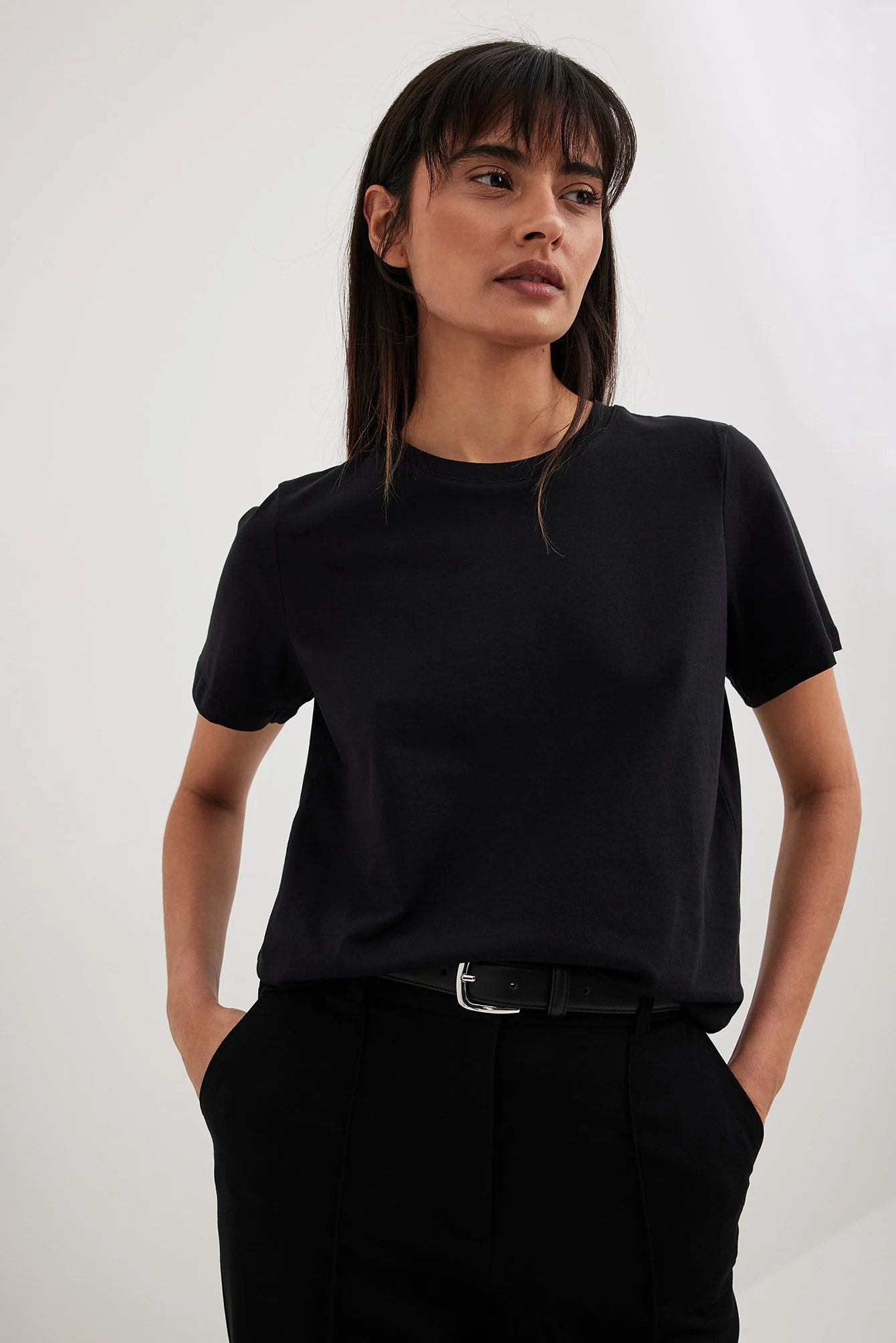 Rundhals T-Shirt aus Baumwolle