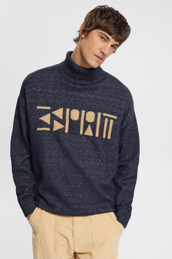 Oversize-Rollkragenpullover mit Logo