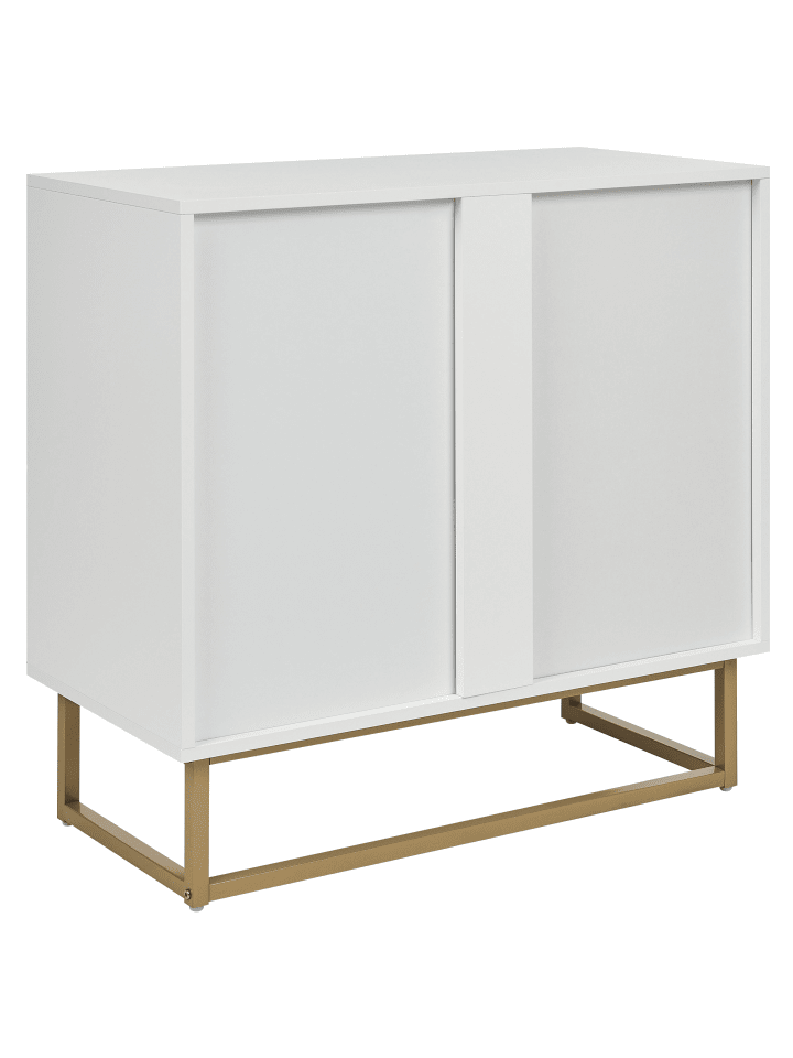 Beliani Sideboard ALASKA in Weiß/Heller Holzfarbton/Gold - (W) 80 x (H) 80 x (L) 40 cm günstig kaufen onesize
