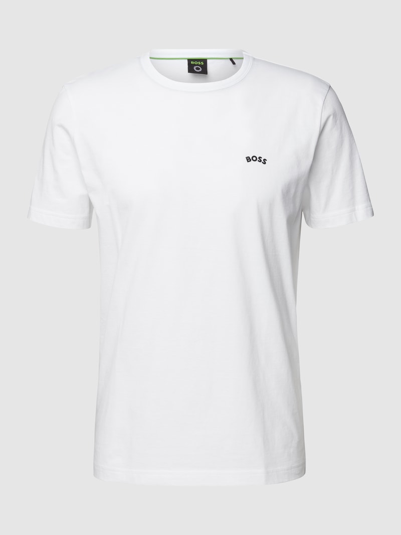 T-Shirt mit Label-Schriftzug Modell 'Tee Curved' in weiß