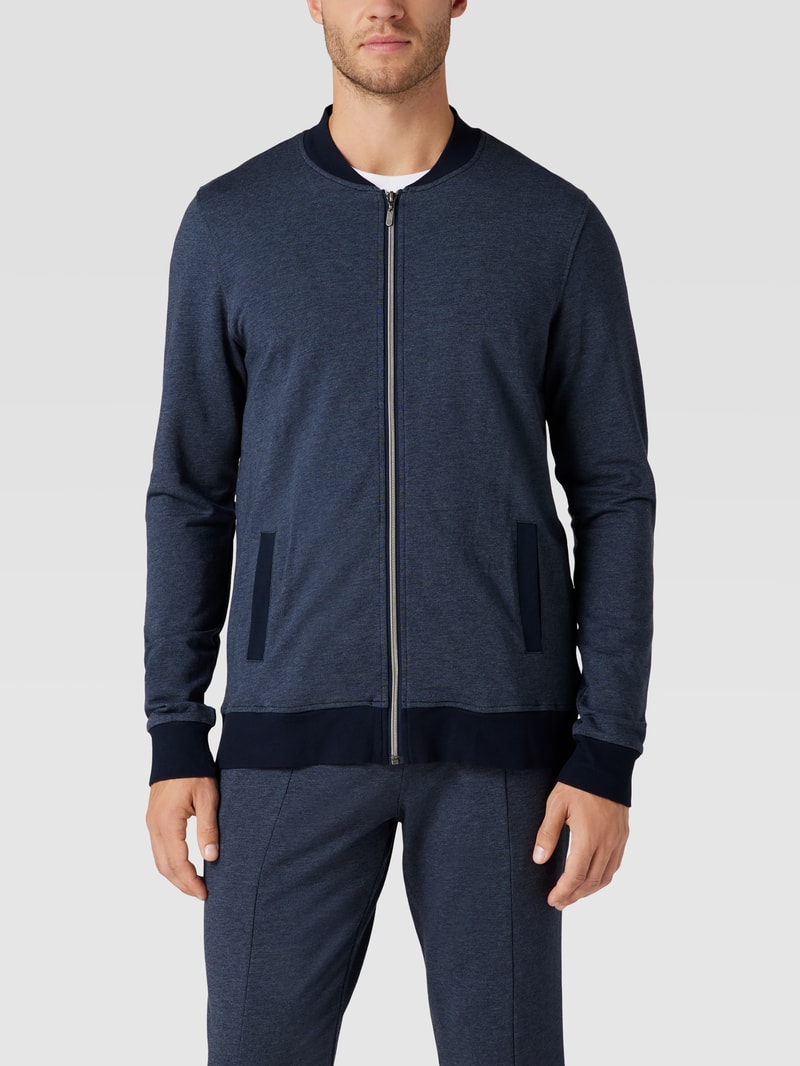 Sweatjacke mit Stehkragen Modell 'Mix + Relax' in jeans