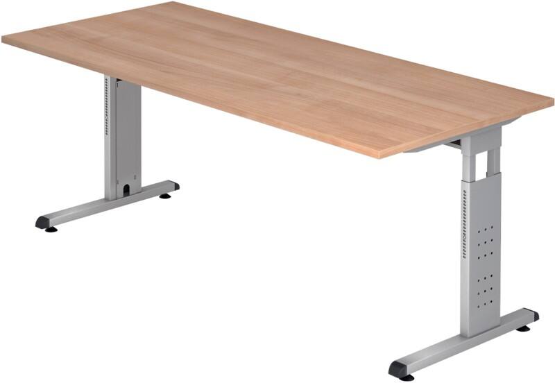 Hammerbacher Rechtecktisch VOS19/N Nussbaum 1.800 x 800 x 850 x 650 - 850 mm