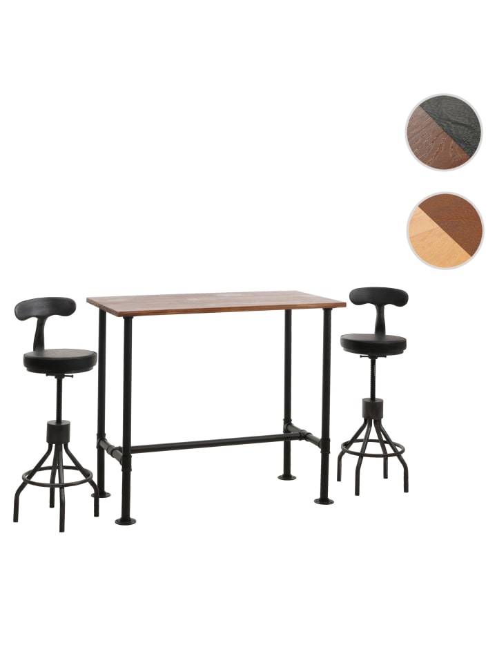 MCW Set Bartisch   2x Barhocker N21, Braun, schwarz günstig kaufen onesize